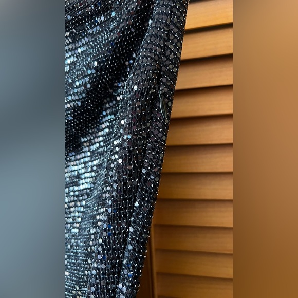 ZARA One Shoulder Asymmetric Dark Grey Sequin Dress - Picture 6 of 10